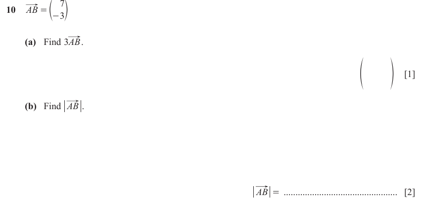 IGCSE Mathematics 0580 Oct/Nov 2023 Paper 23 Question 10 – Vectors, Vectors (basic), 3 marks