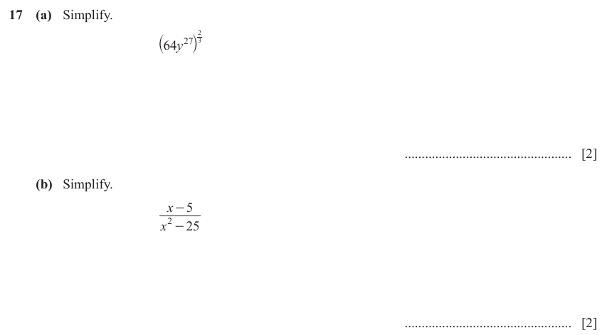 IGCSE Mathematics 0580 Oct/Nov 2023 Paper 23 Question 17 – Algebra, Basic algebra, 4 marks