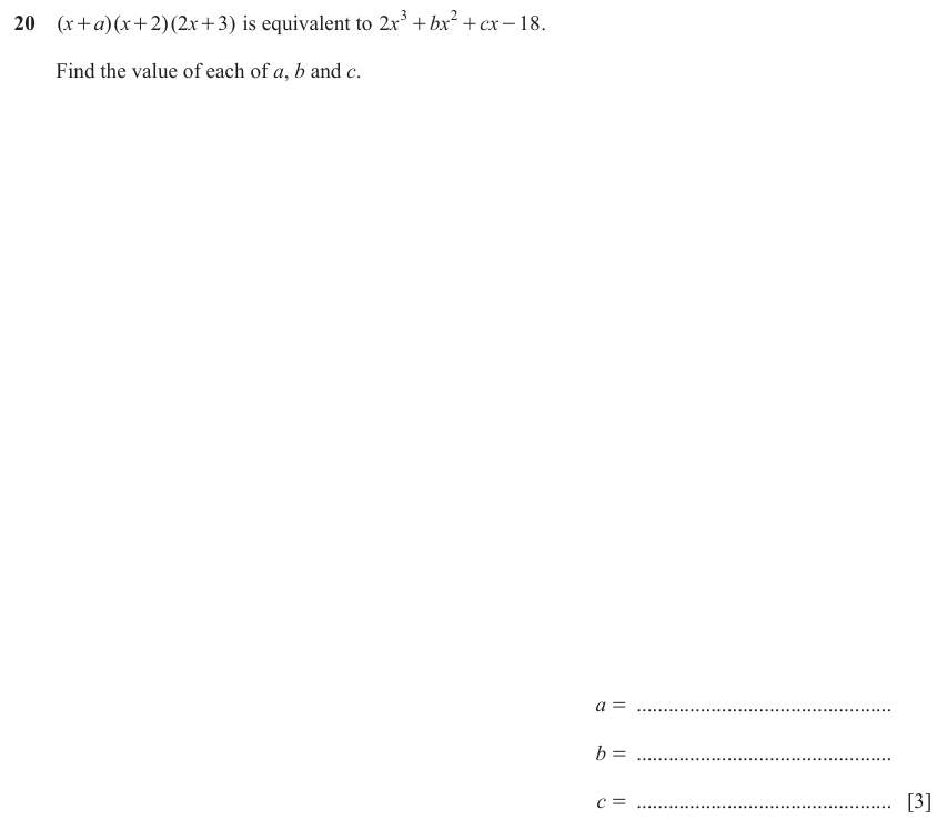 IGCSE Mathematics 0580 Oct/Nov 2023 Paper 23 Question 20 – Numbers, The four rules, 3 marks