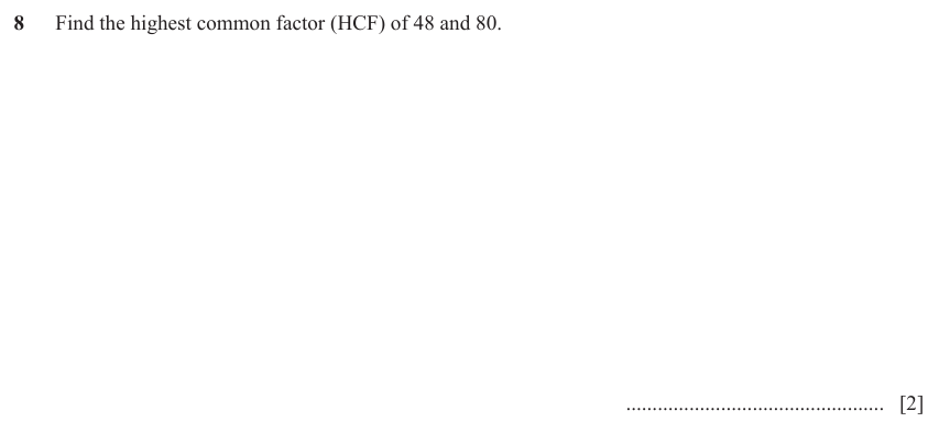 IGCSE Mathematics 0580 Oct/Nov 2023 Paper 23 Question 8 – Numbers, The four rules, 2 marks