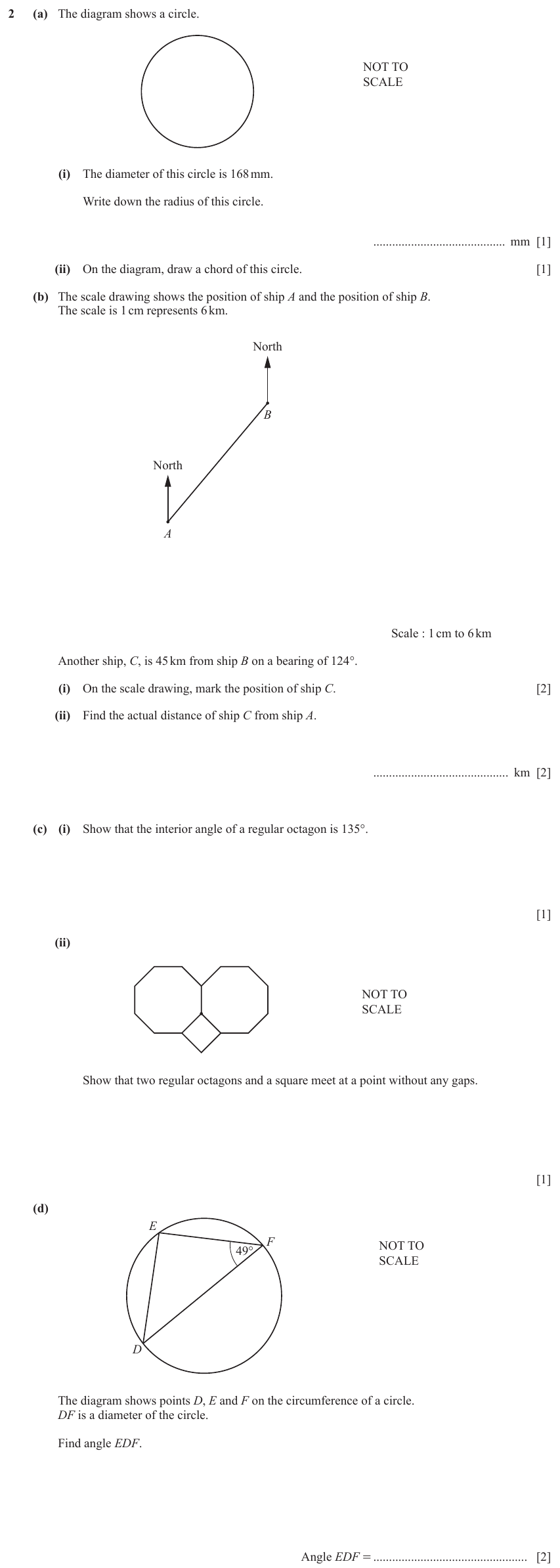 IGCSE Mathematics 0580 Oct/Nov 2023 Paper 31 Question 2 – Geometry, Geometrical terms and vocabulary, 10 marks