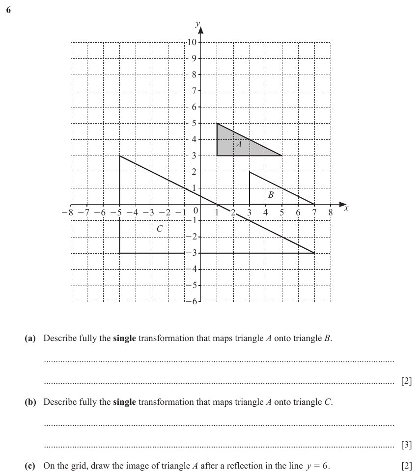 IGCSE Mathematics 0580 Oct/Nov 2023 Paper 31 Question 6 – Transformations, Transformations, 7 marks