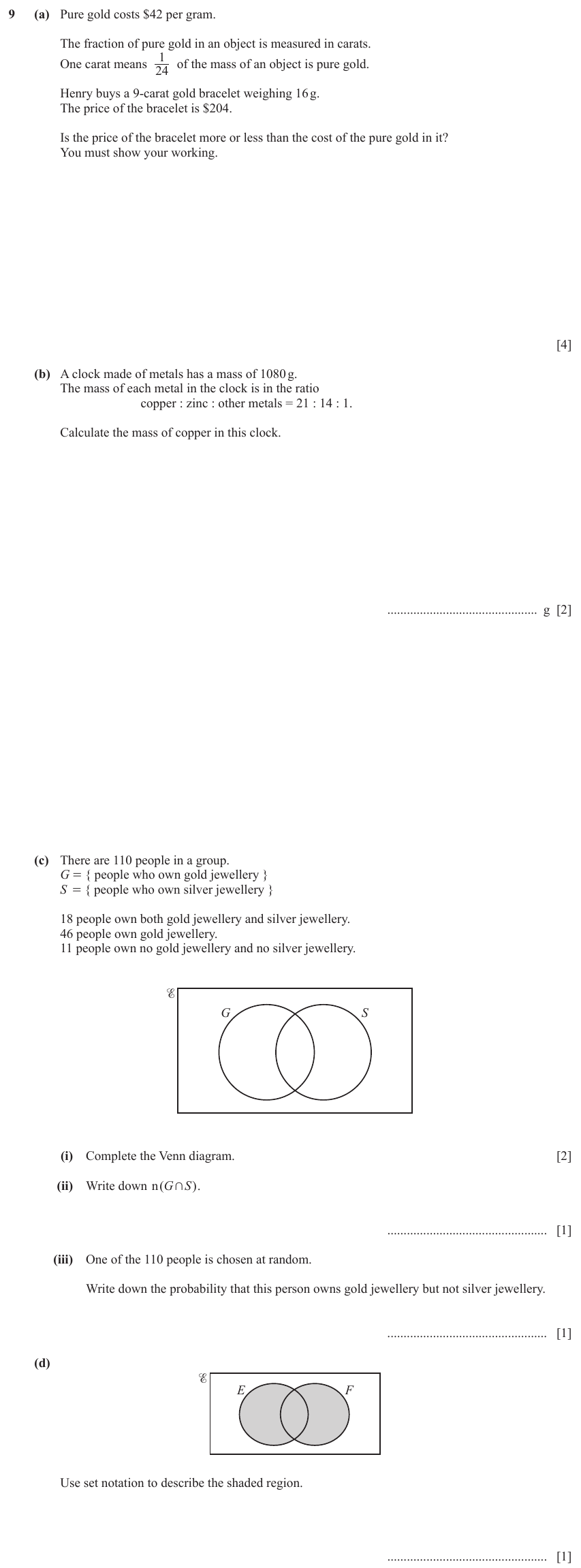 IGCSE Mathematics 0580 Oct/Nov 2023 Paper 31 Question 9 – Numbers, Fractions, decimals and percentages, 11 marks