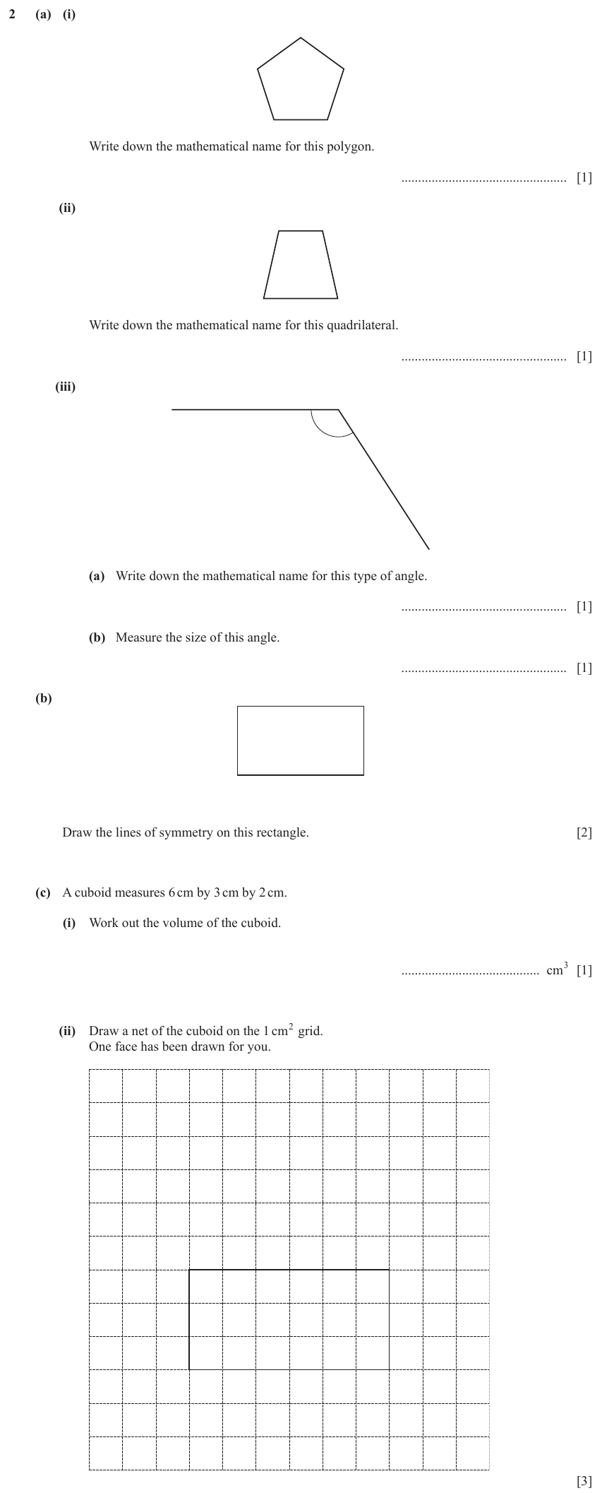IGCSE Mathematics 0580 Oct/Nov 2023 Paper 32 Question 2 – Geometry, Geometrical terms and vocabulary, 10 marks
