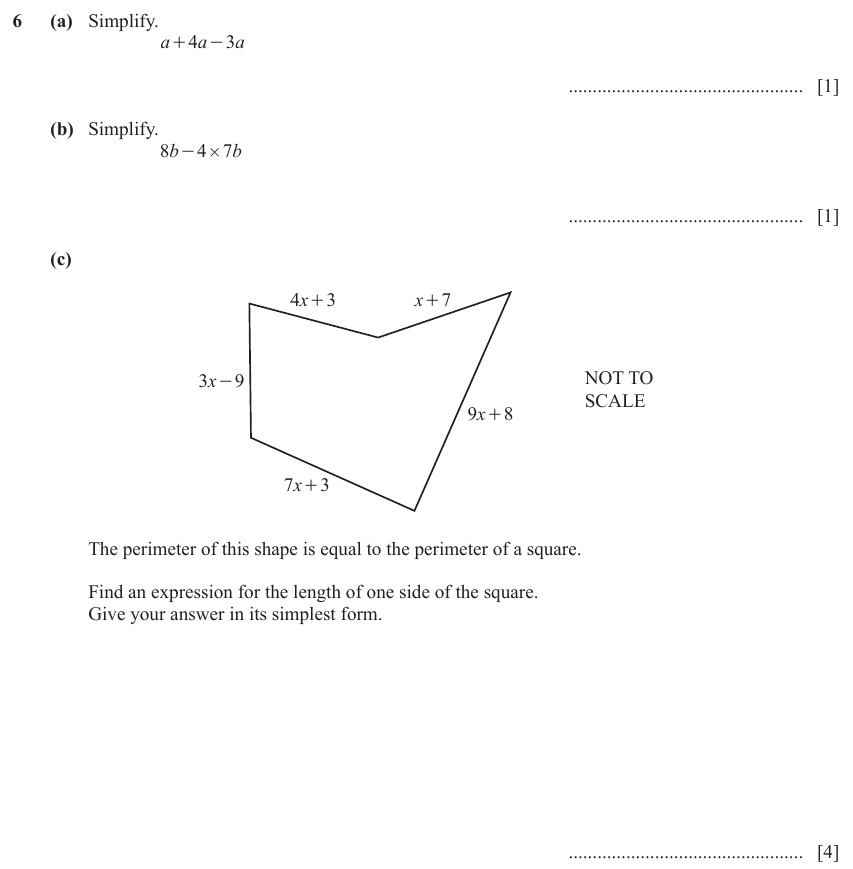 IGCSE Mathematics 0580 Oct/Nov 2023 Paper 32 Question 6 – Algebra, Basic algebra, 12 marks