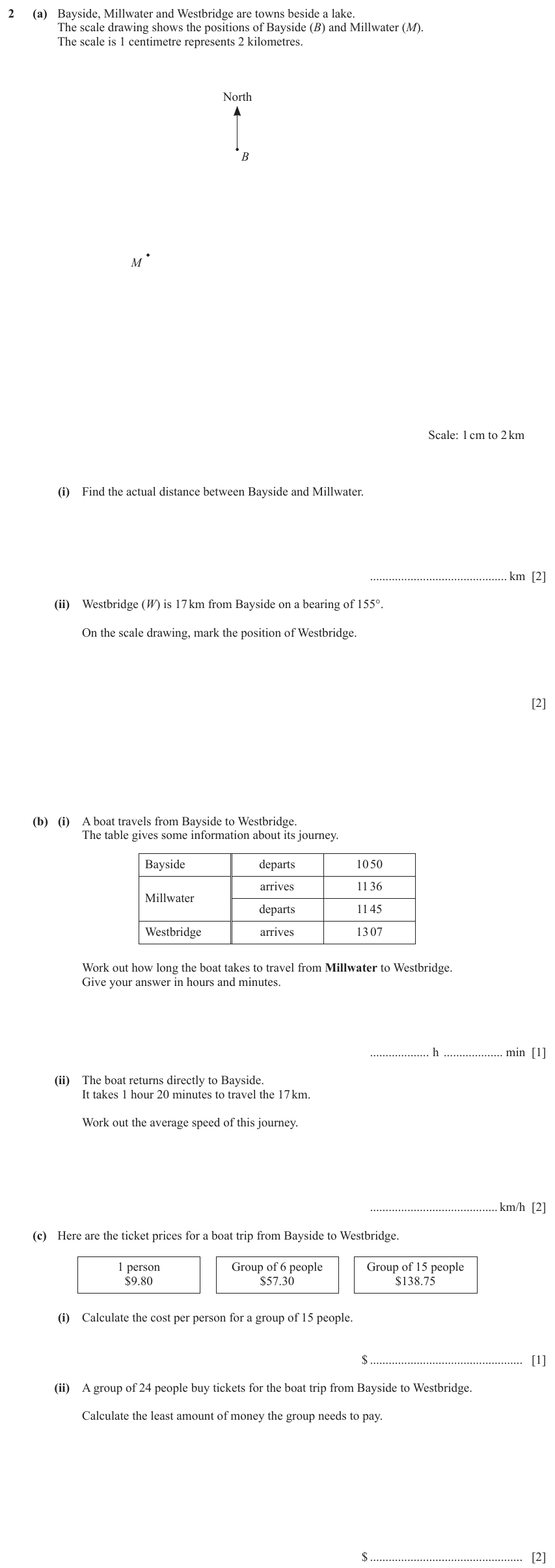 IGCSE 0580 Nov 2023 Paper 33 Question 2 — Scale drawings (Core, 10 marks)