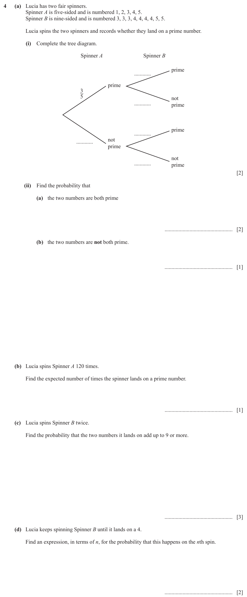 IGCSE Mathematics 0580 Oct/Nov 2023 Paper 41 Question 4 – Probability, General, 11 marks