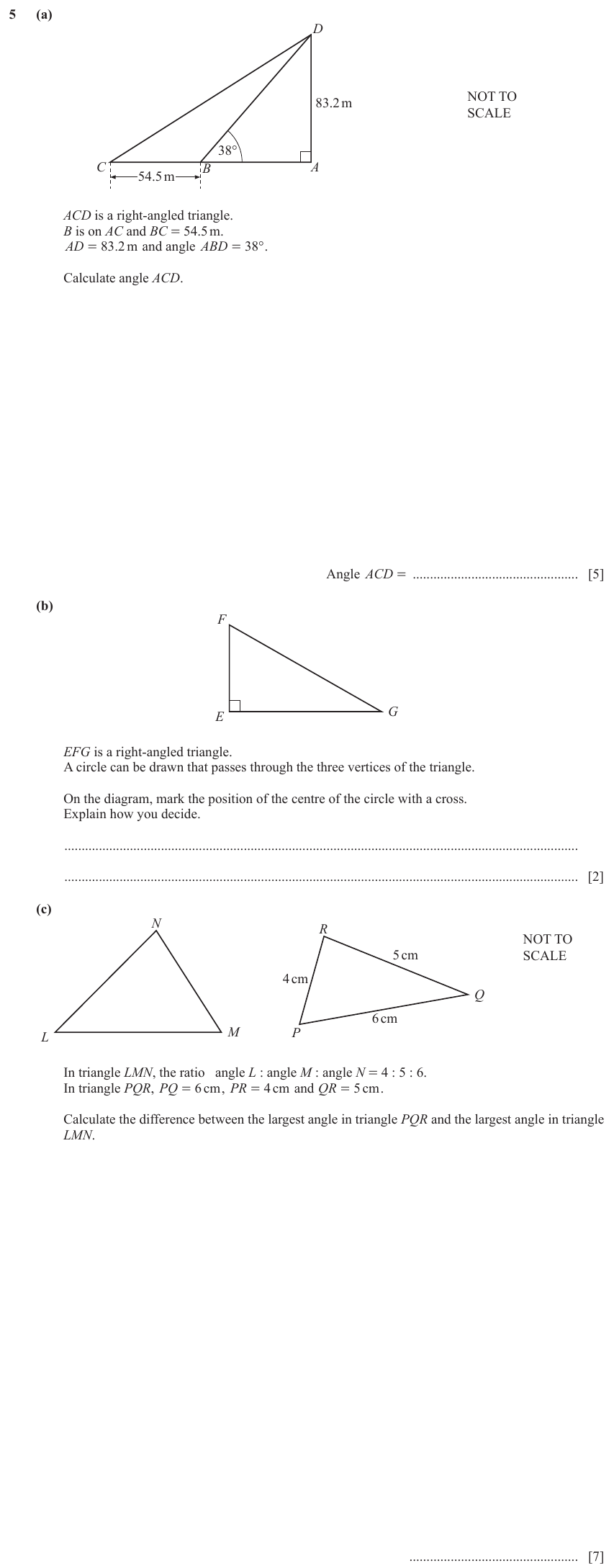 IGCSE Mathematics 0580 Oct/Nov 2023 Paper 41 Question 5 – Trigonometry, Right angled triangles, 14 marks