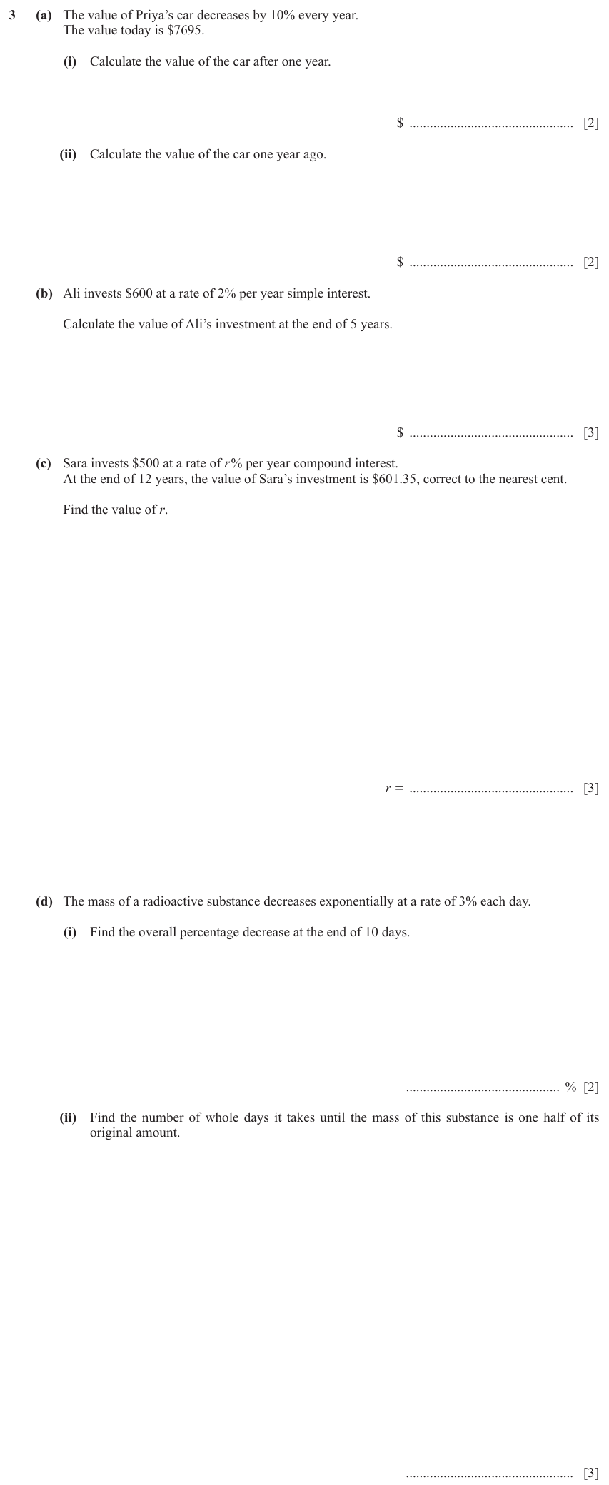 IGCSE Mathematics 0580 Oct/Nov 2023 Paper 42 Question 3 – Numbers, The four rules, 15 marks