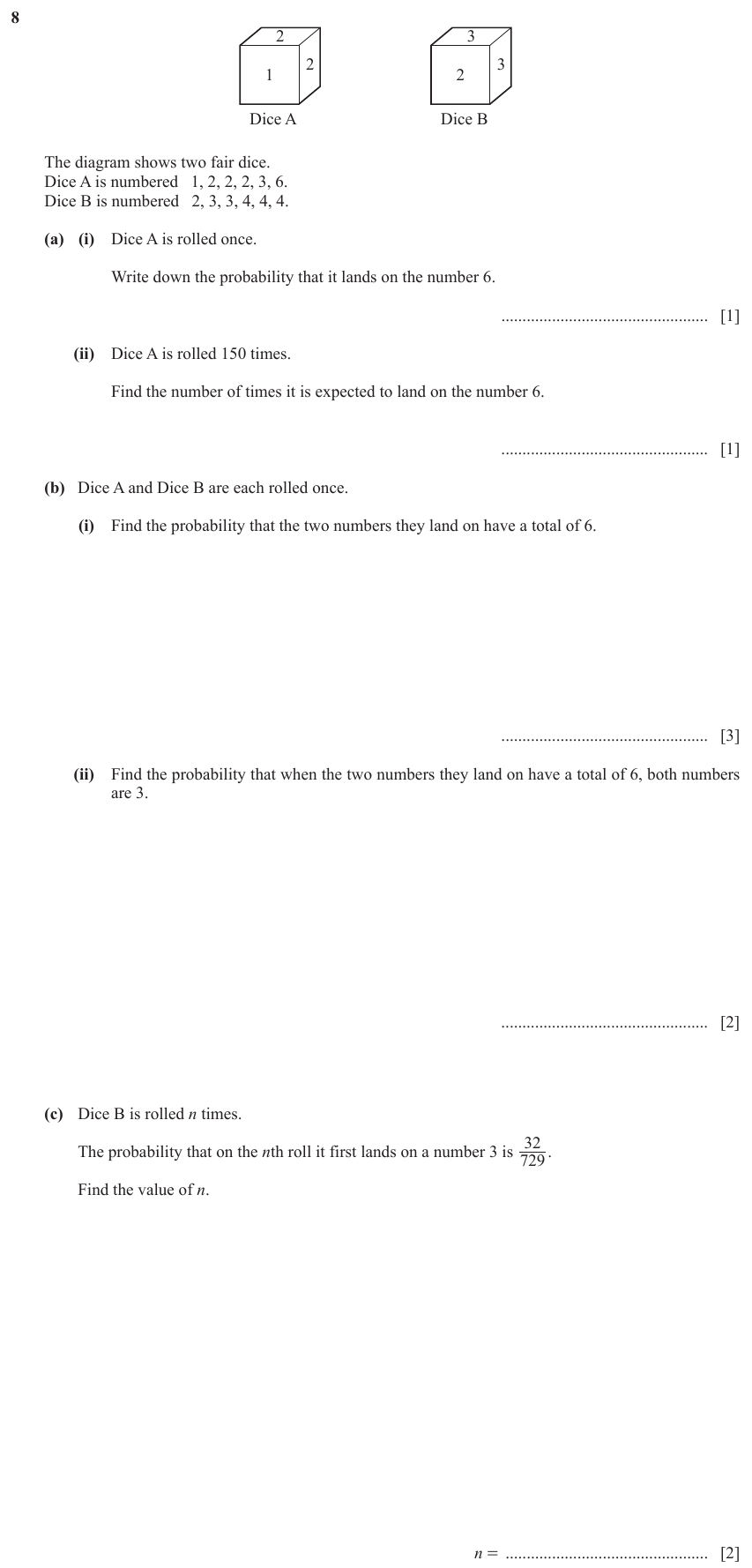 IGCSE Mathematics 0580 Oct/Nov 2023 Paper 42 Question 8 – Probability, General, 9 marks