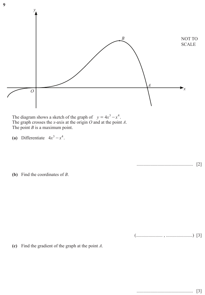 IGCSE 0580 Nov 2023 Paper 42 Question 9 — Calculus (Extended, 8 marks)