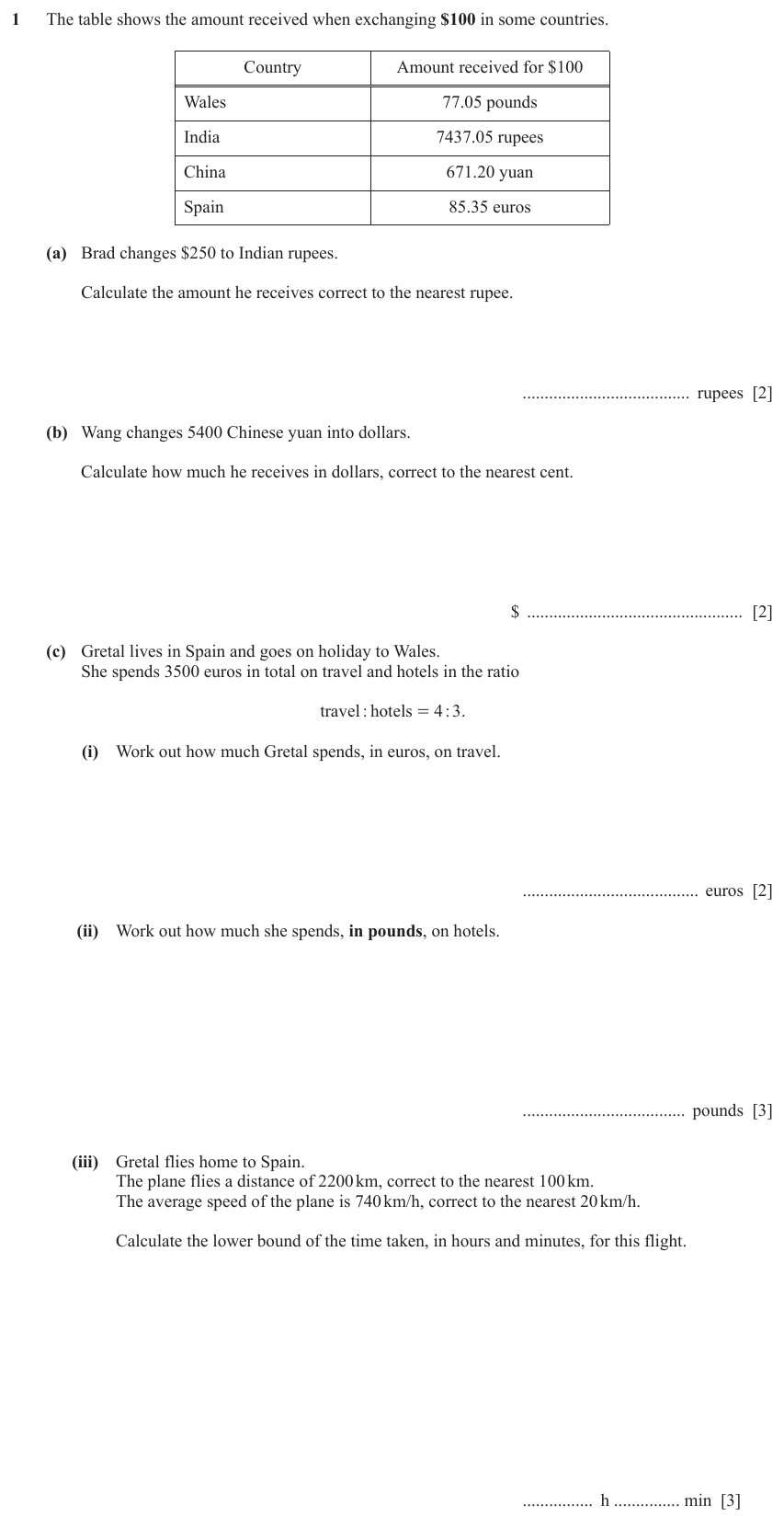 IGCSE Mathematics 0580 Oct/Nov 2023 Paper 43 Question 1 – Numbers, Bounds, 12 marks