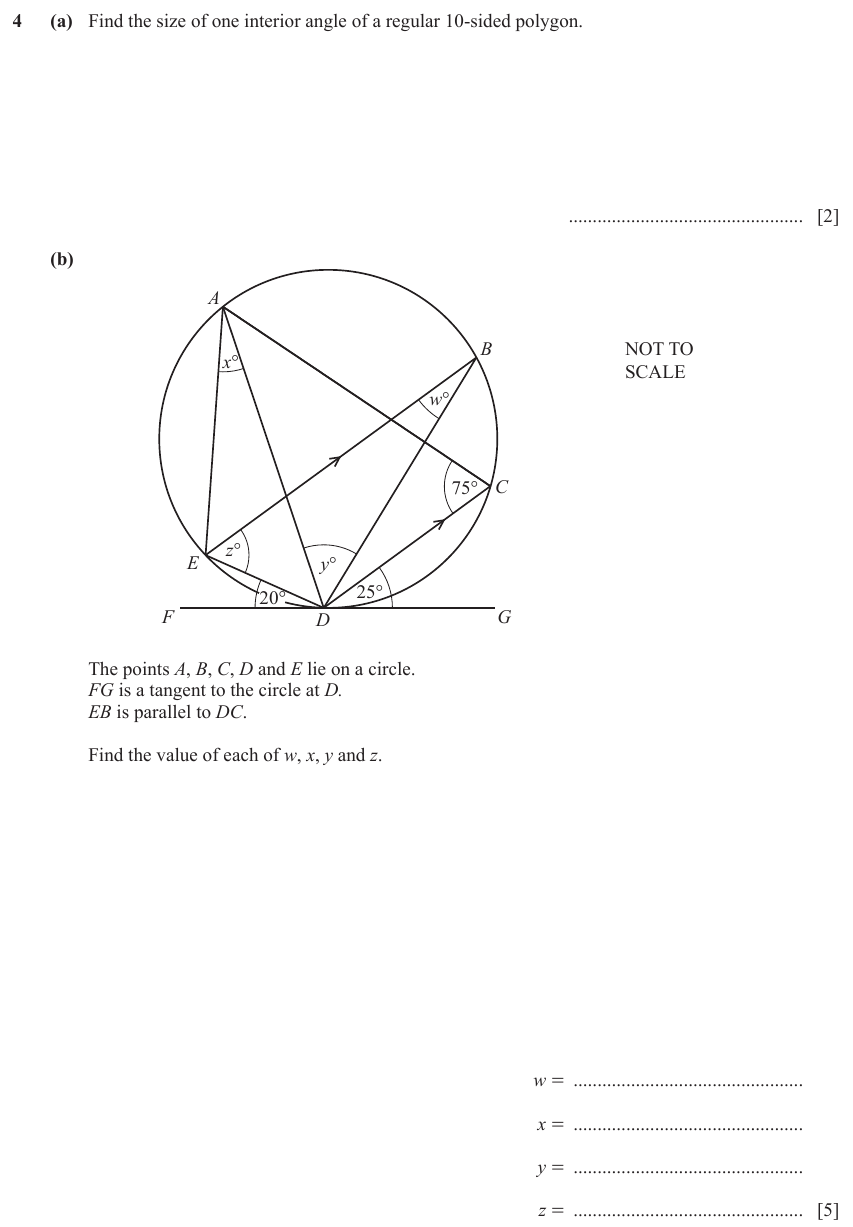 IGCSE Mathematics 0580 Oct/Nov 2023 Paper 43 Question 4 – Geometry, Geometrical terms and vocabulary, 7 marks