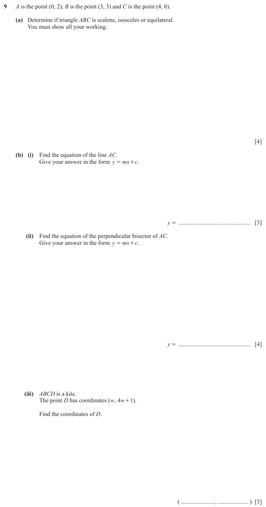 IGCSE Mathematics 0580 Oct/Nov 2023 Paper 43 Question 9 – Geometry, Geometrical terms and vocabulary, 14 marks