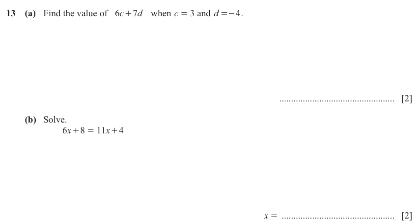 IGCSE Mathematics 0580 Oct/Nov 2024 Paper 11 Question 13 – Numbers, The four rules, 4 marks
