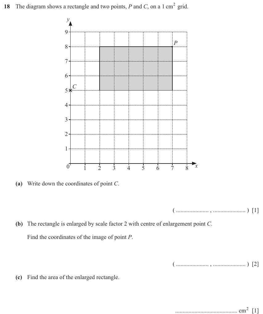 IGCSE 0580 Nov 2024 Paper 11 Question 18 — Cartesian coordinates (2D) (Core, 4 marks)