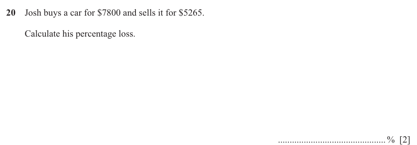 IGCSE Mathematics 0580 Oct/Nov 2024 Paper 11 Question 20 – Numbers, Fractions, decimals and percentages, 2 marks