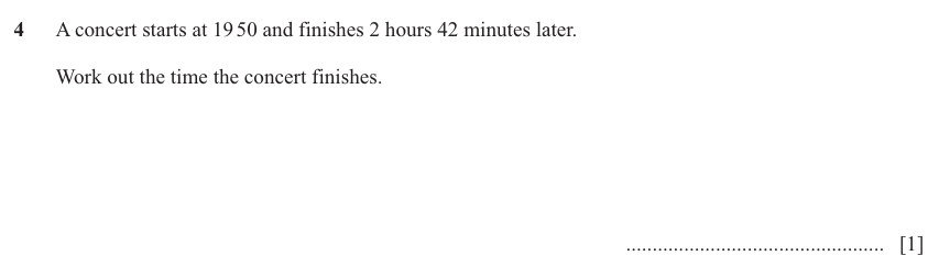 IGCSE Mathematics 0580 Oct/Nov 2024 Paper 11 Question 4 – Numbers, The four rules, 1 marks