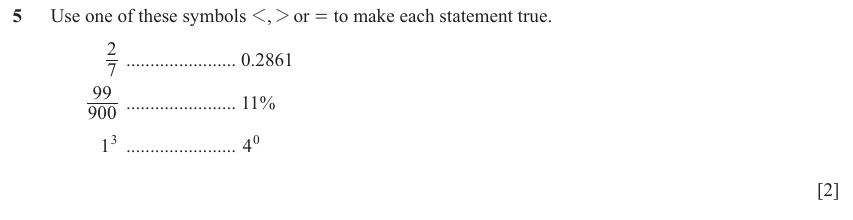 IGCSE Mathematics 0580 Oct/Nov 2024 Paper 11 Question 5 – Numbers, The four rules, 2 marks