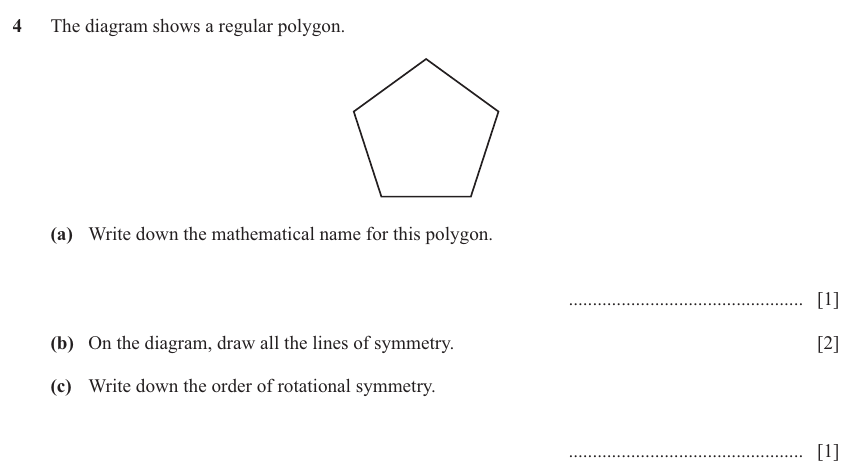 IGCSE Mathematics 0580 Oct/Nov 2024 Paper 12 Question 4 – Geometry, Geometrical terms and vocabulary, 4 marks