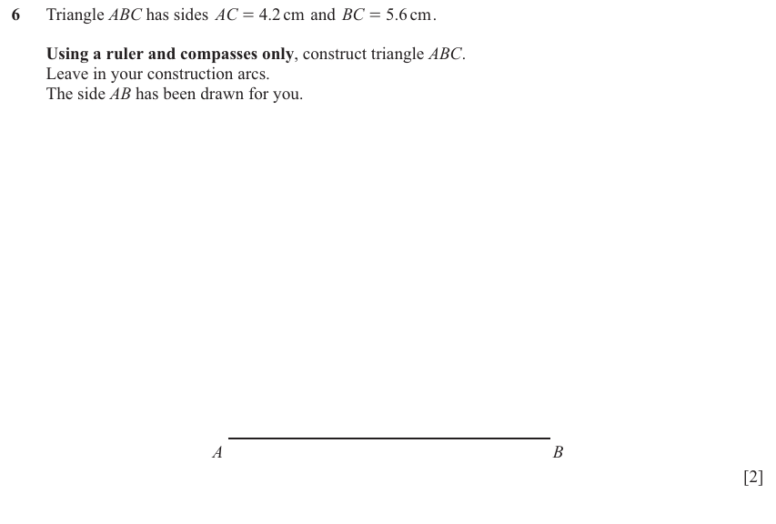 IGCSE Mathematics 0580 Oct/Nov 2024 Paper 12 Question 6 – Geometry, Geometrical terms and vocabulary, 2 marks