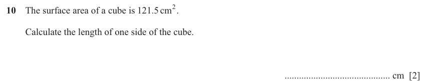 IGCSE Mathematics 0580 Oct/Nov 2024 Paper 13 Question 10 – Mensuration, Perimeter, Area and Volume, 2 marks