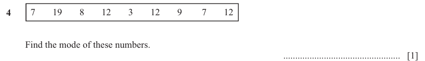 IGCSE Mathematics 0580 Oct/Nov 2024 Paper 13 Question 4 – Statistics, Averages (discrete data), 1 marks
