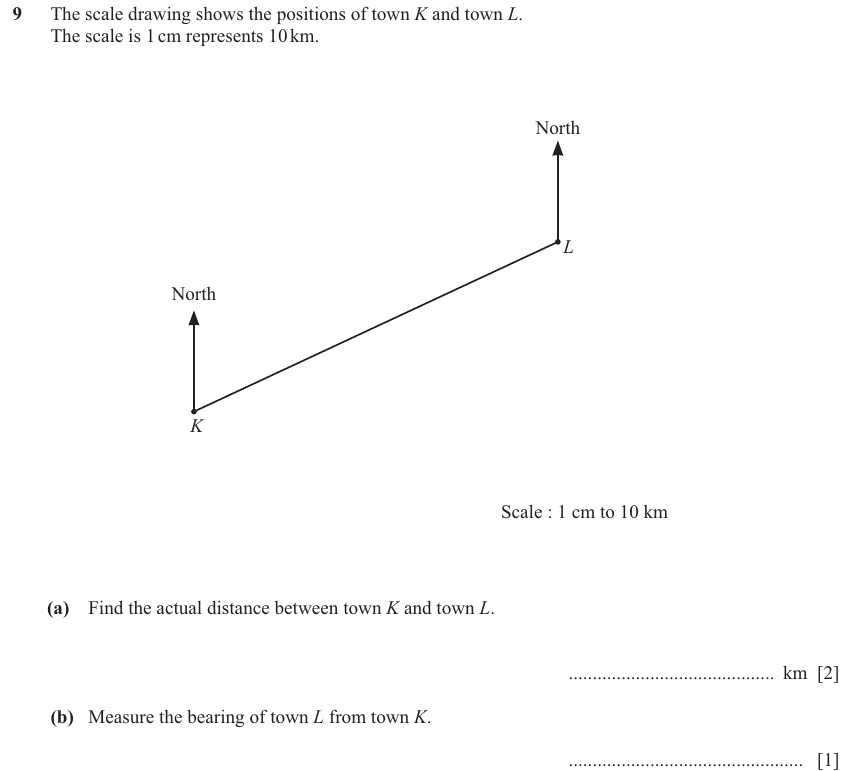 IGCSE 0580 Nov 2024 Paper 13 Question 9 — Scale drawings (Core, 5 marks)