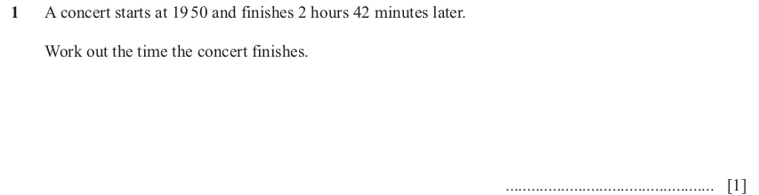IGCSE Mathematics 0580 Oct/Nov 2024 Paper 21 Question 1 – Numbers, The four rules, 1 marks