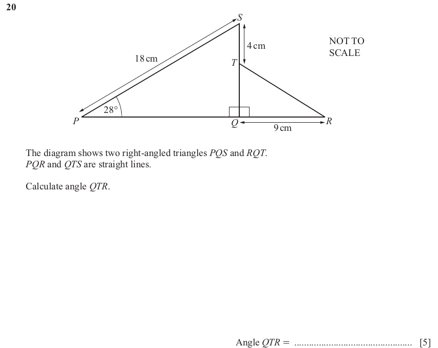 IGCSE 0580 Nov 2024 Paper 21 Question 20 — Right angled triangles (Extended, 5 marks)