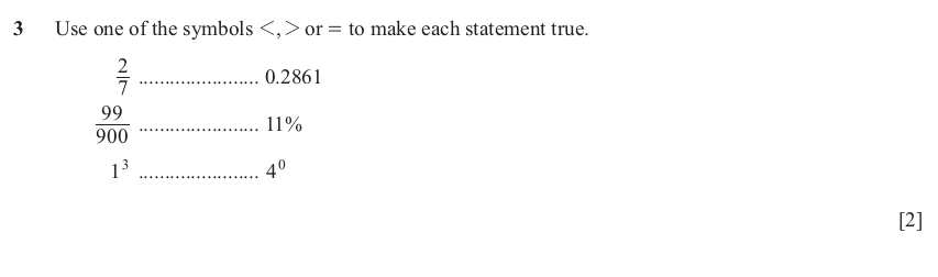 IGCSE Mathematics 0580 Oct/Nov 2024 Paper 21 Question 3 – Numbers, The four rules, 2 marks
