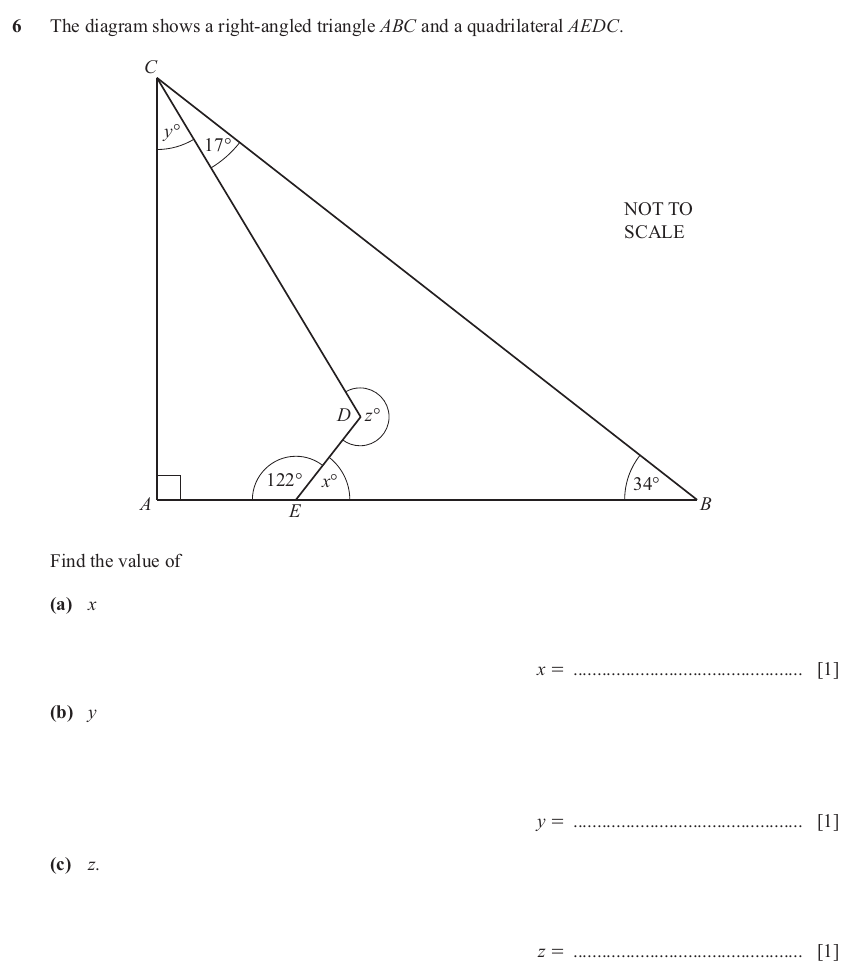IGCSE 0580 Nov 2024 Paper 21 Question 6 — Right angled triangles (Extended, 3 marks)