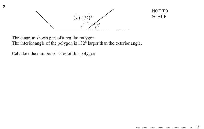 IGCSE Mathematics 0580 Oct/Nov 2024 Paper 21 Question 9 – Geometry, Geometrical terms and vocabulary, 3 marks