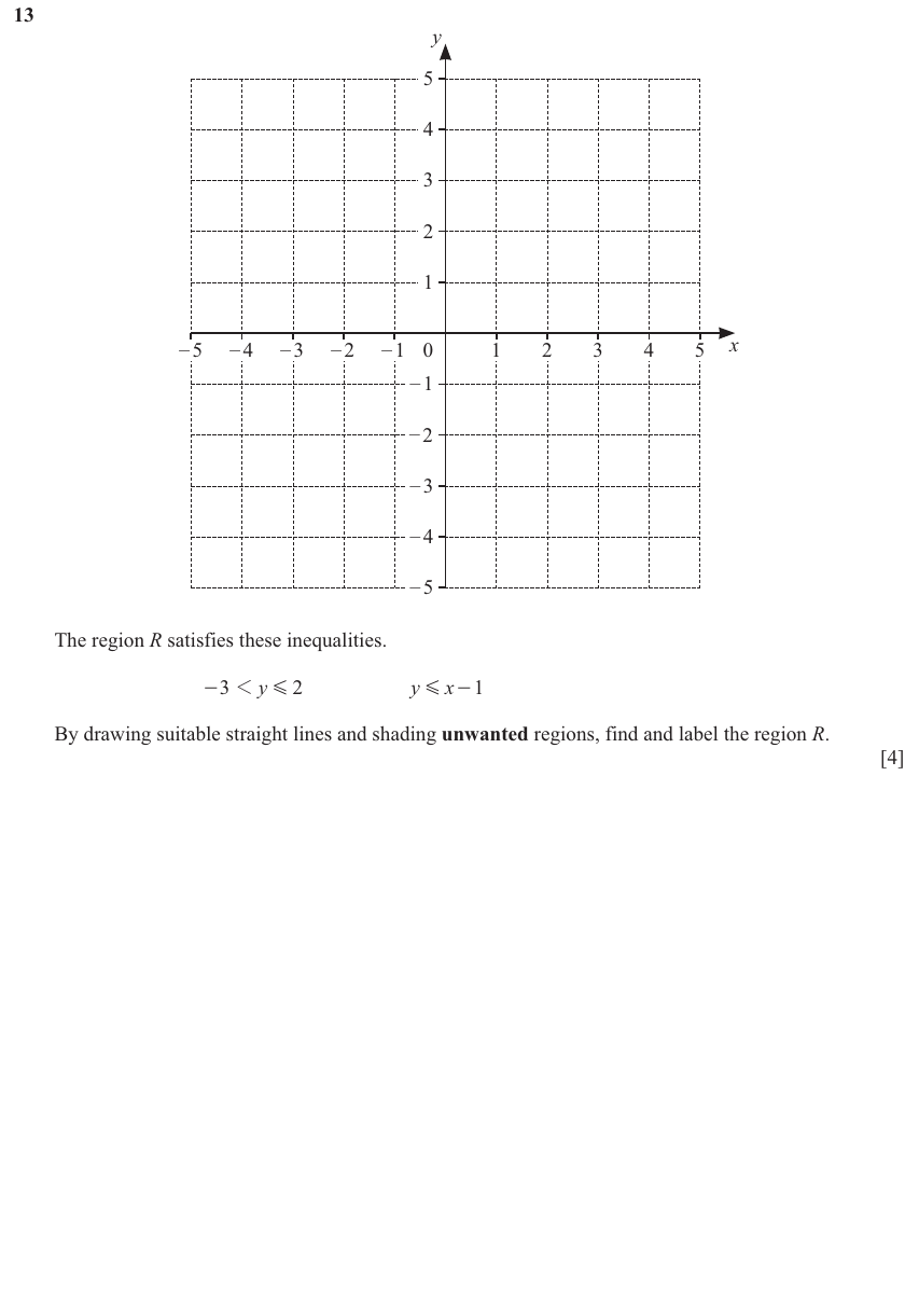 IGCSE Mathematics 0580 Oct/Nov 2024 Paper 22 Question 13 – Algebra, Inequalities, 4 marks