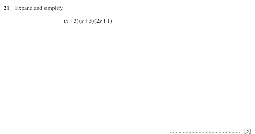 IGCSE Mathematics 0580 Oct/Nov 2024 Paper 22 Question 21 – Algebra, Basic algebra, 3 marks