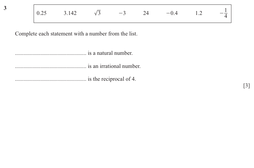 IGCSE 0580 Nov 2024 Paper 22 Question 3 — Operations with fractions (non calculator) (Extended, 3 marks)