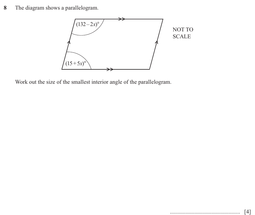 IGCSE Mathematics 0580 Oct/Nov 2024 Paper 22 Question 8 – Geometry, Geometrical terms and vocabulary, 4 marks