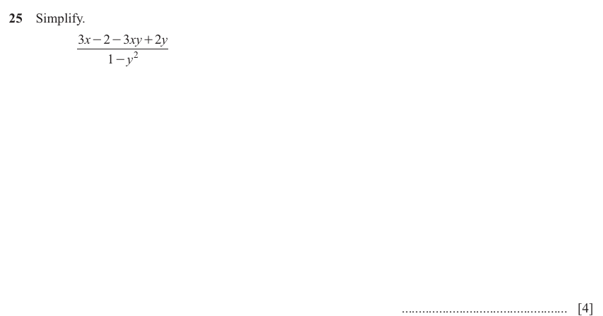 IGCSE Mathematics 0580 Oct/Nov 2024 Paper 23 Question 25 – Algebra, Basic algebra, 4 marks