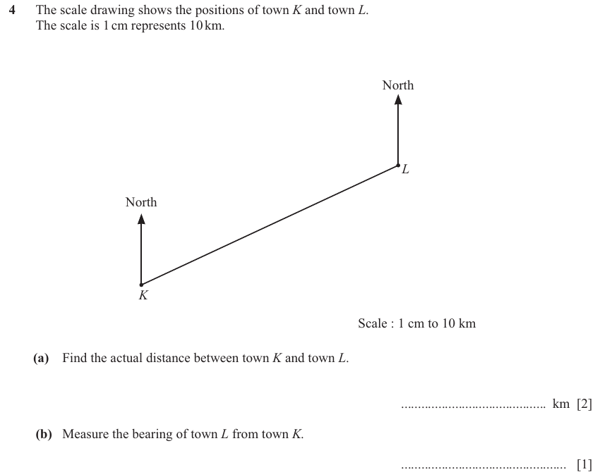 IGCSE 0580 Nov 2024 Paper 23 Question 4 — Scale drawings (Extended, 3 marks)