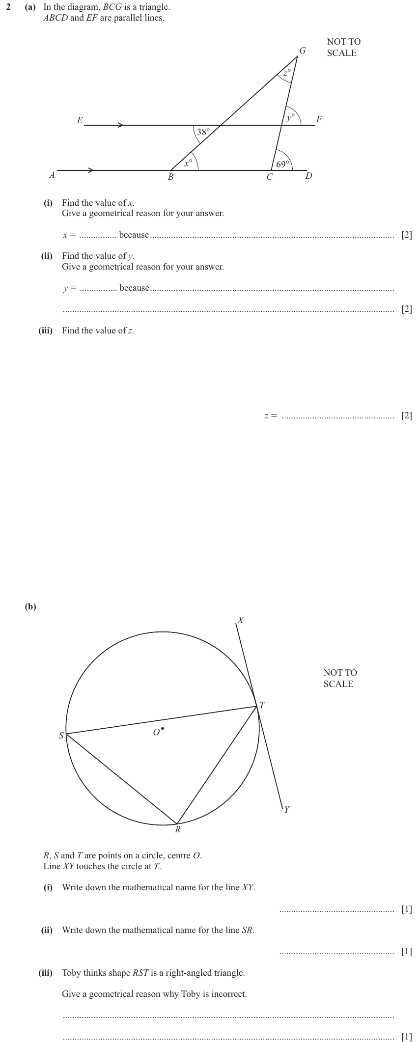 IGCSE Mathematics 0580 Oct/Nov 2024 Paper 31 Question 2 – Geometry, Angles using geometrical properties, 9 marks