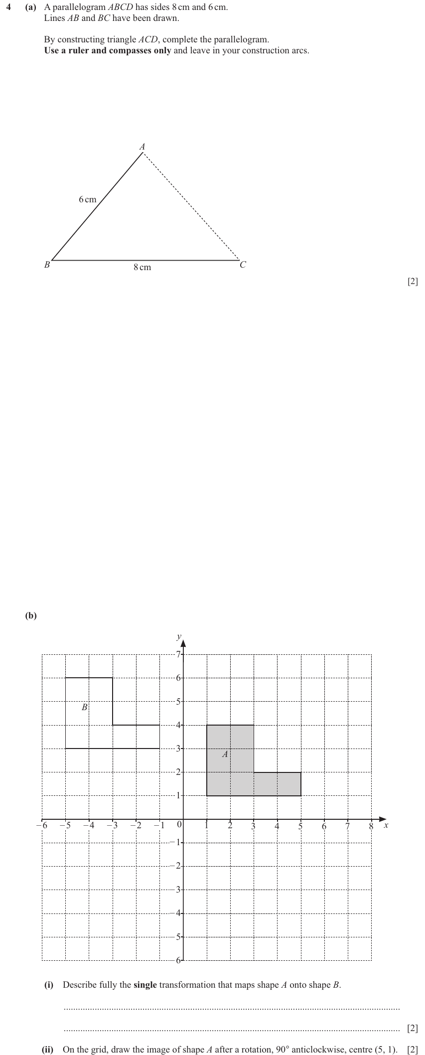 IGCSE Mathematics 0580 Oct/Nov 2024 Paper 31 Question 4 – Geometry, Geometrical terms and vocabulary, 6 marks