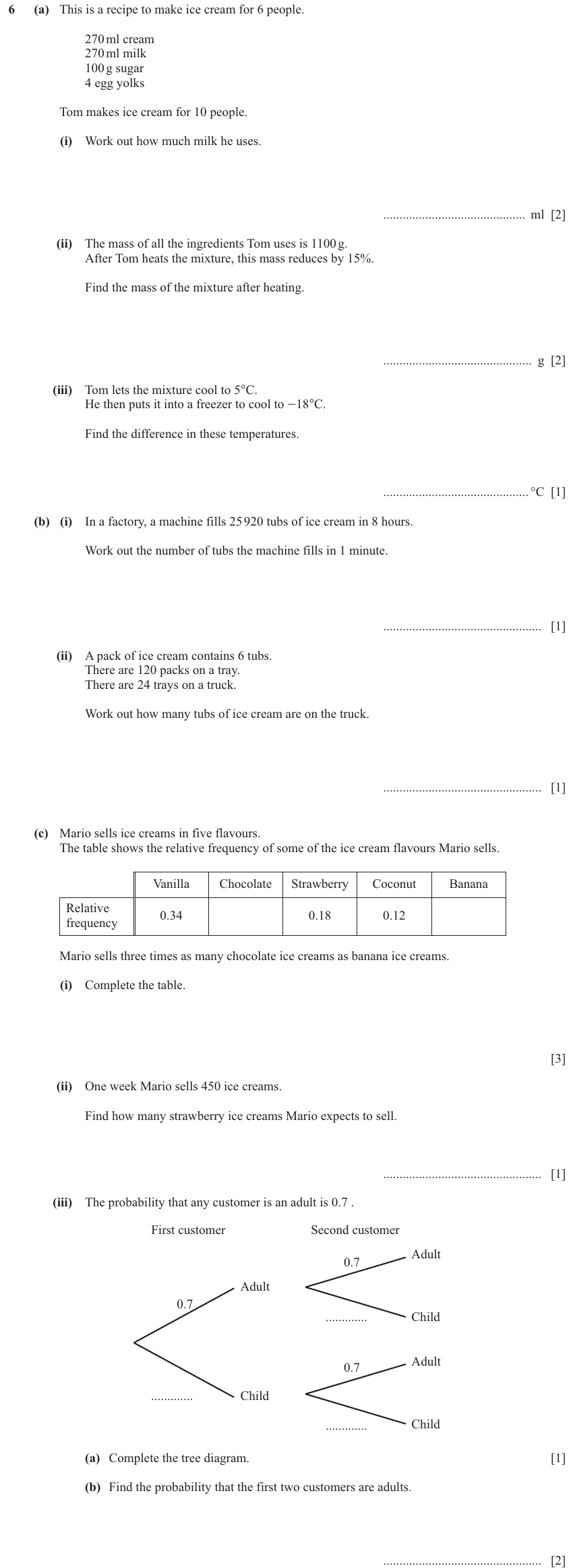 IGCSE Mathematics 0580 Oct/Nov 2024 Paper 31 Question 6 – Numbers, The four rules, 14 marks