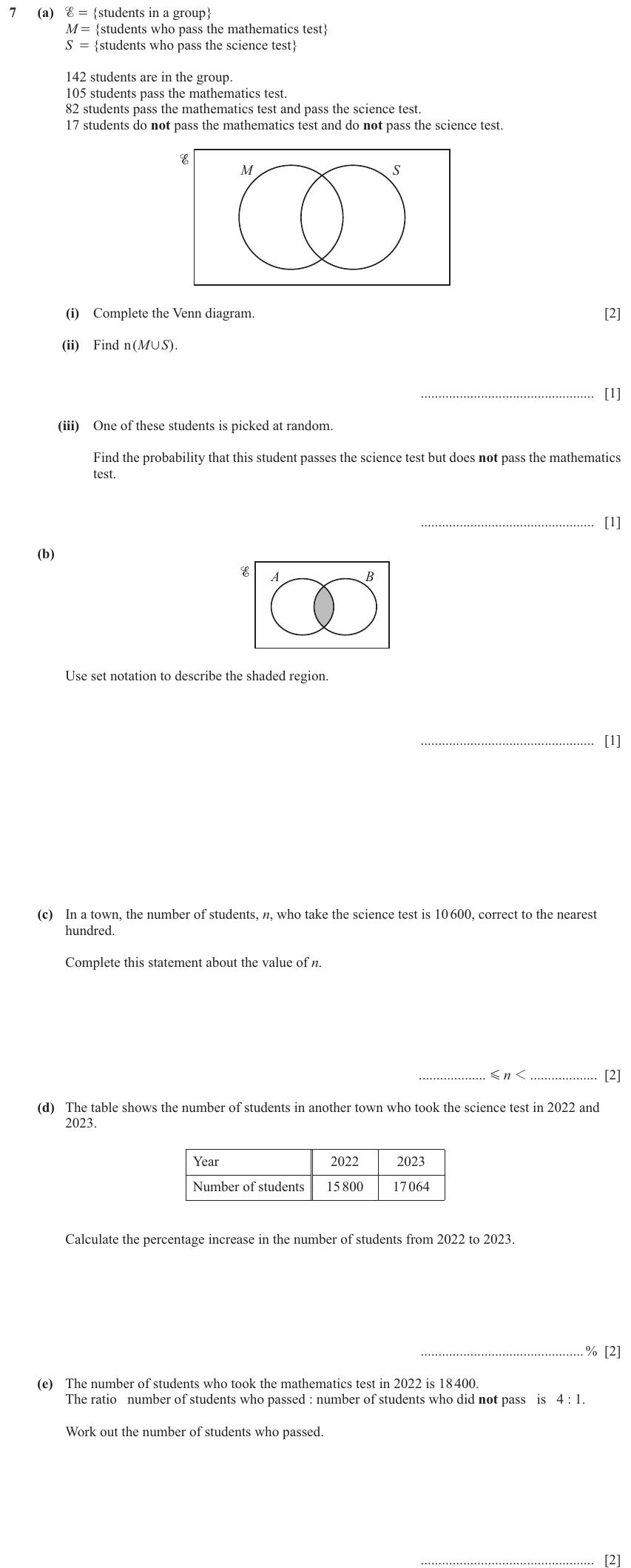 IGCSE Mathematics 0580 Oct/Nov 2024 Paper 32 Question 7 – Probability, General, 11 marks