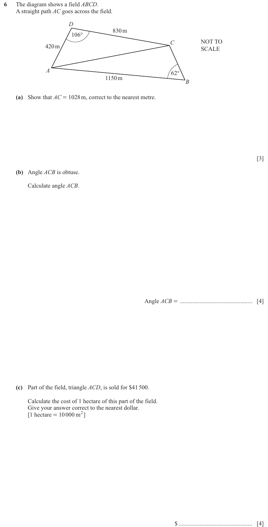 IGCSE 0580 Nov 2024 Paper 41 Question 6 — Bounds (Extended, 11 marks)
