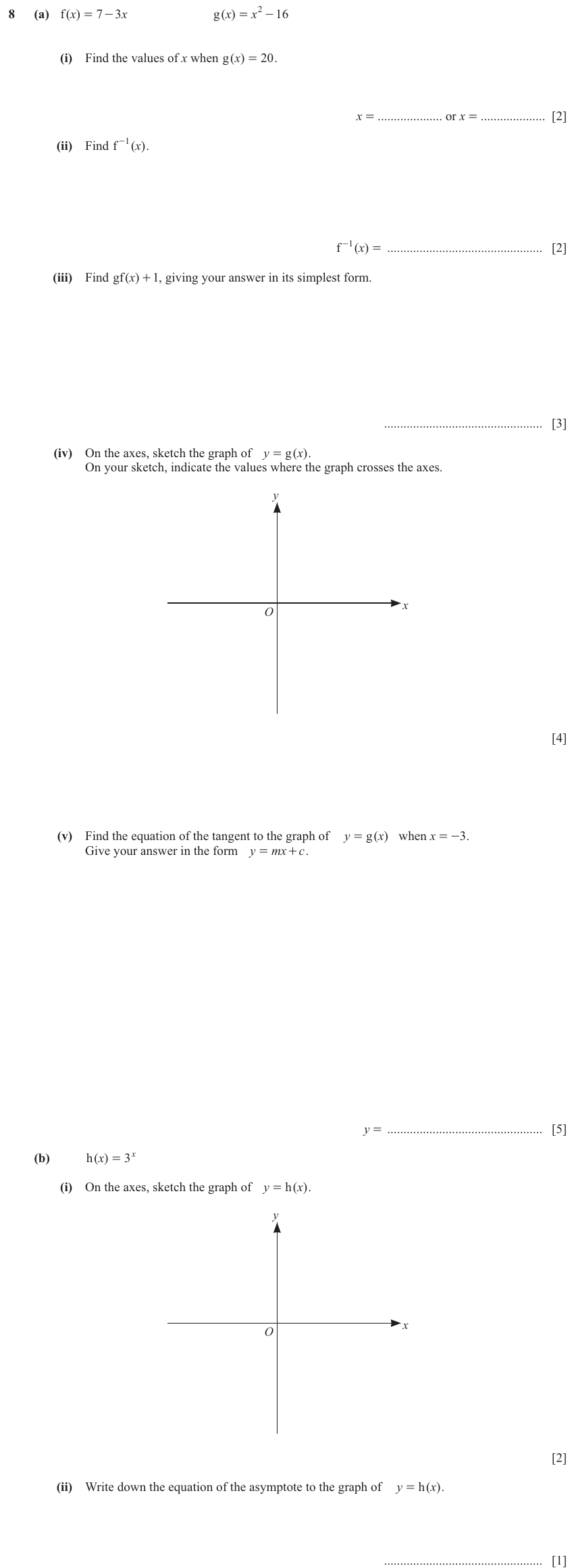 IGCSE 0580 Nov 2024 Paper 41 Question 8 — Equation of a straight line (Extended, 19 marks)
