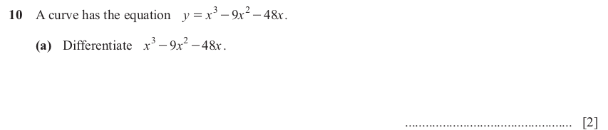 IGCSE 0580 Nov 2024 Paper 42 Question 10 — Calculus (Extended, 9 marks)