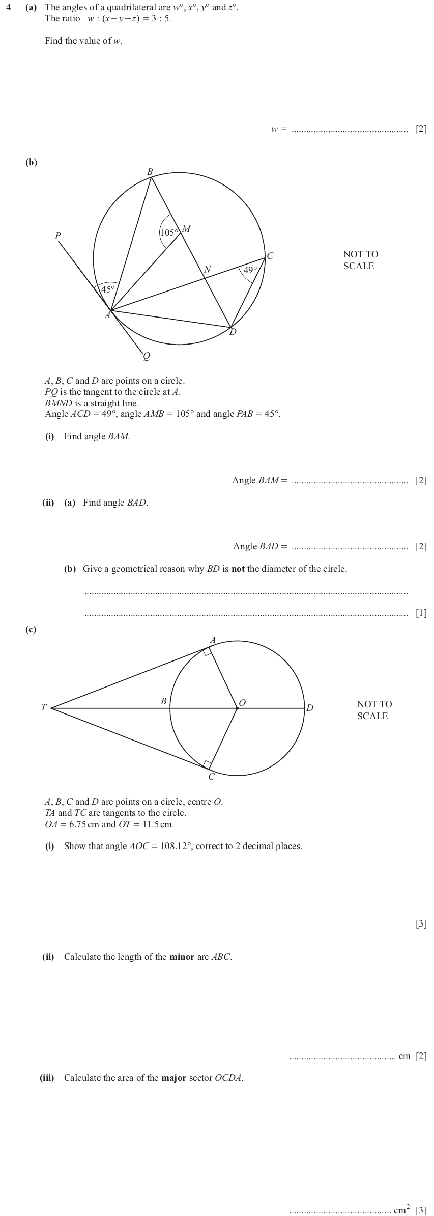 IGCSE Mathematics 0580 Oct/Nov 2024 Paper 42 Question 4 – Geometry, Geometrical terms and vocabulary, 15 marks