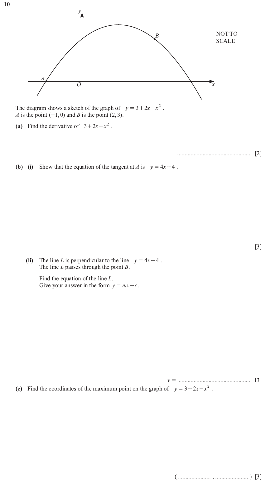 IGCSE Mathematics 0580 Oct/Nov 2024 Paper 43 Question 10 – Co-ordinate geometry, Cartesian coordinates (2D), 11 marks
