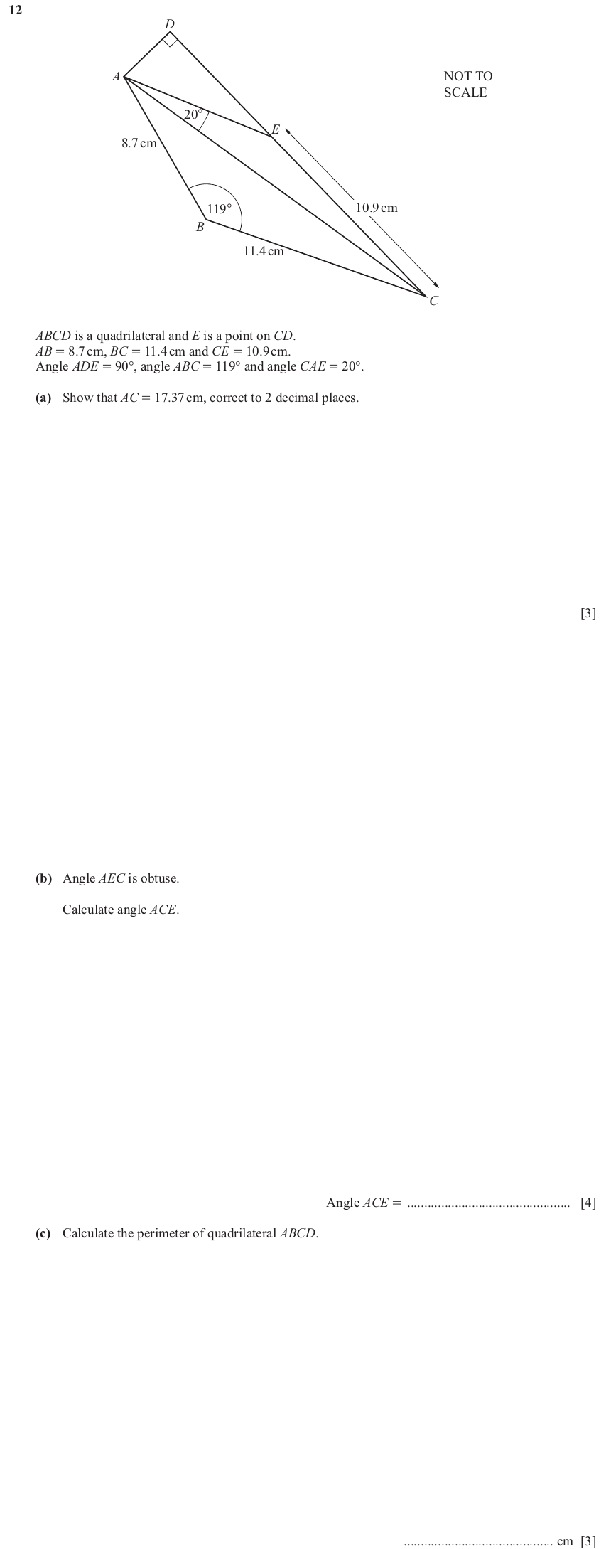 IGCSE Mathematics 0580 Oct/Nov 2024 Paper 43 Question 12 – Vectors, Vectors (basic), 10 marks