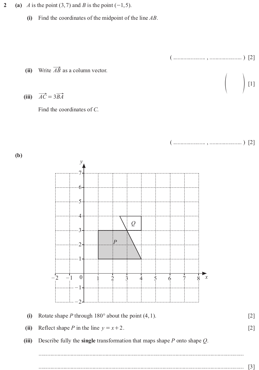 IGCSE Mathematics 0580 Oct/Nov 2024 Paper 43 Question 2 – Vectors, Vectors (basic), 12 marks
